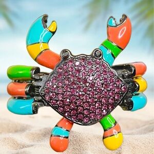 Colorful Enamel Crab Bracelet with Purple Crystals NWOT